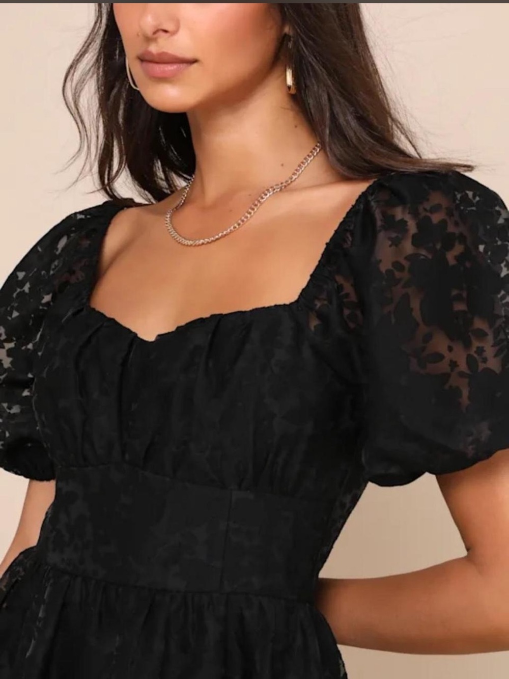 Lulus Sweetest Effect Black Floral Burnout Puff Sleeve Mini Dress - Picture 4 of 4
